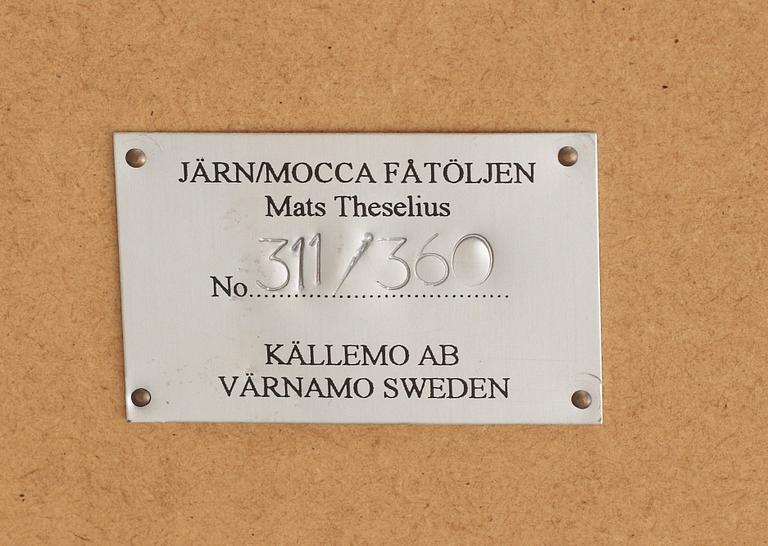 MATS THESELIUS, fåtölj "Järn/Moccafåtöljen", Källemo 1994.