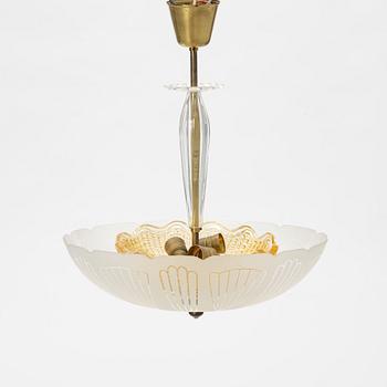 A Swedish Modern ceiling lamp, Orrefors, 1940's.