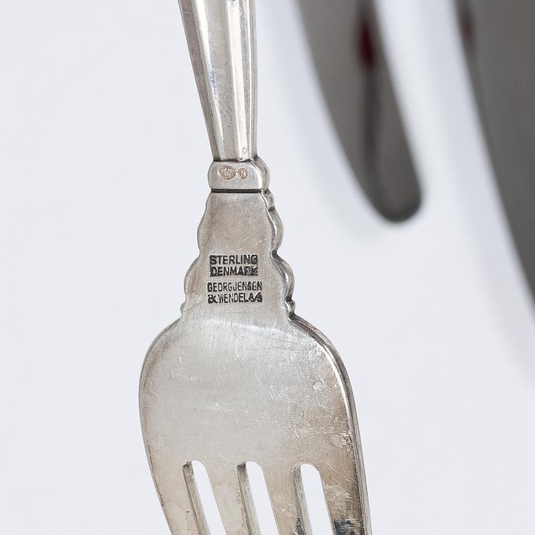 Georg Jensen, bestick, 30 delar, sterling silver, modell "Konge/Acorn", design Johan Rohde, Köpenhamn, Danmark, efter 1945.