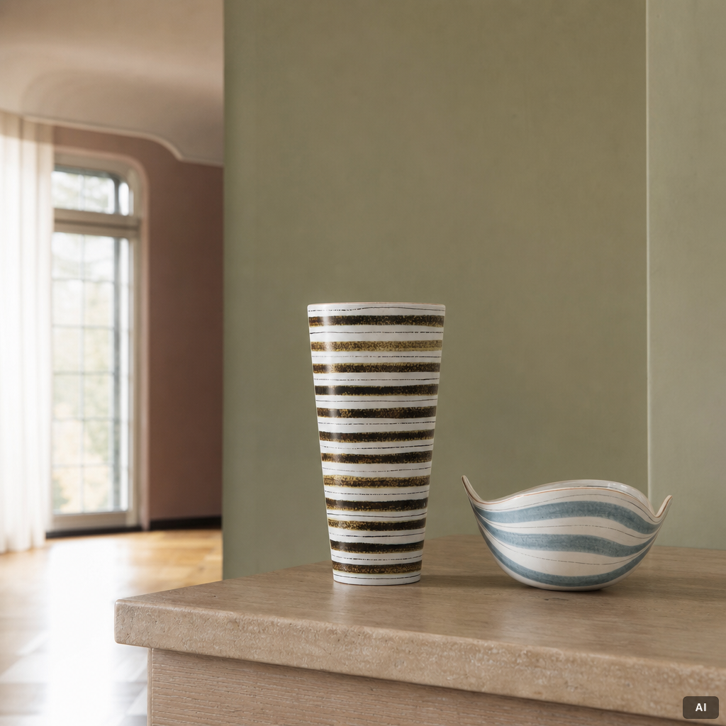 Stig Lindberg, A faience vase and bowl, Gustavsberg.