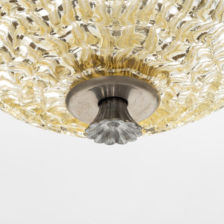 A Swedish Modern glass ceiling light, Orrefors, 1940's.