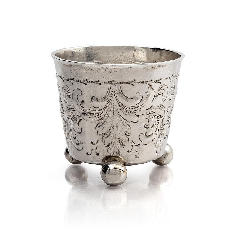 Berendt Möller, bägare, silver, Stockholm 1695. Barock.