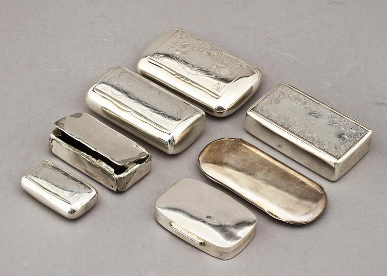 DOSOR, sju st, silver, 1800/1900-tal. Vikt 630 g.