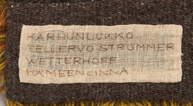 Tellervo Strömmer, ryijy, malli Wetterhoff. Noin 170 x 120 cm.