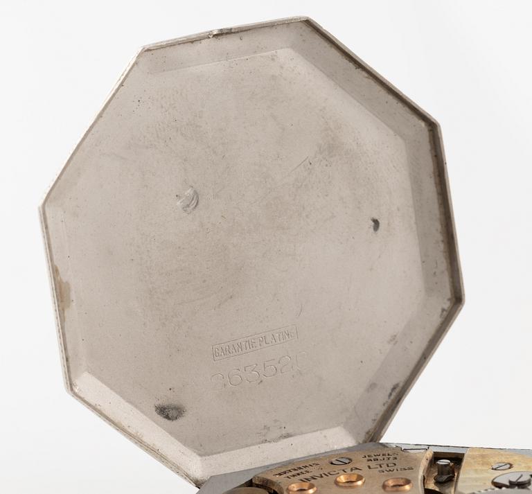 Invicta, Chronometer, pocket watch, platinum/diamonds, 43 mm.