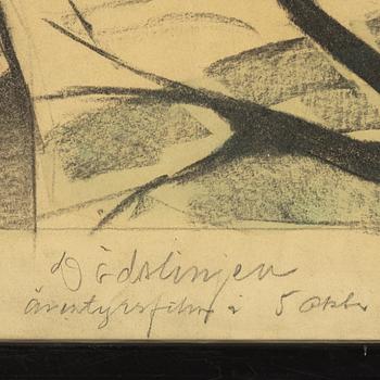 Okänd konstnär 1900-tal,  blandteknik på papper.