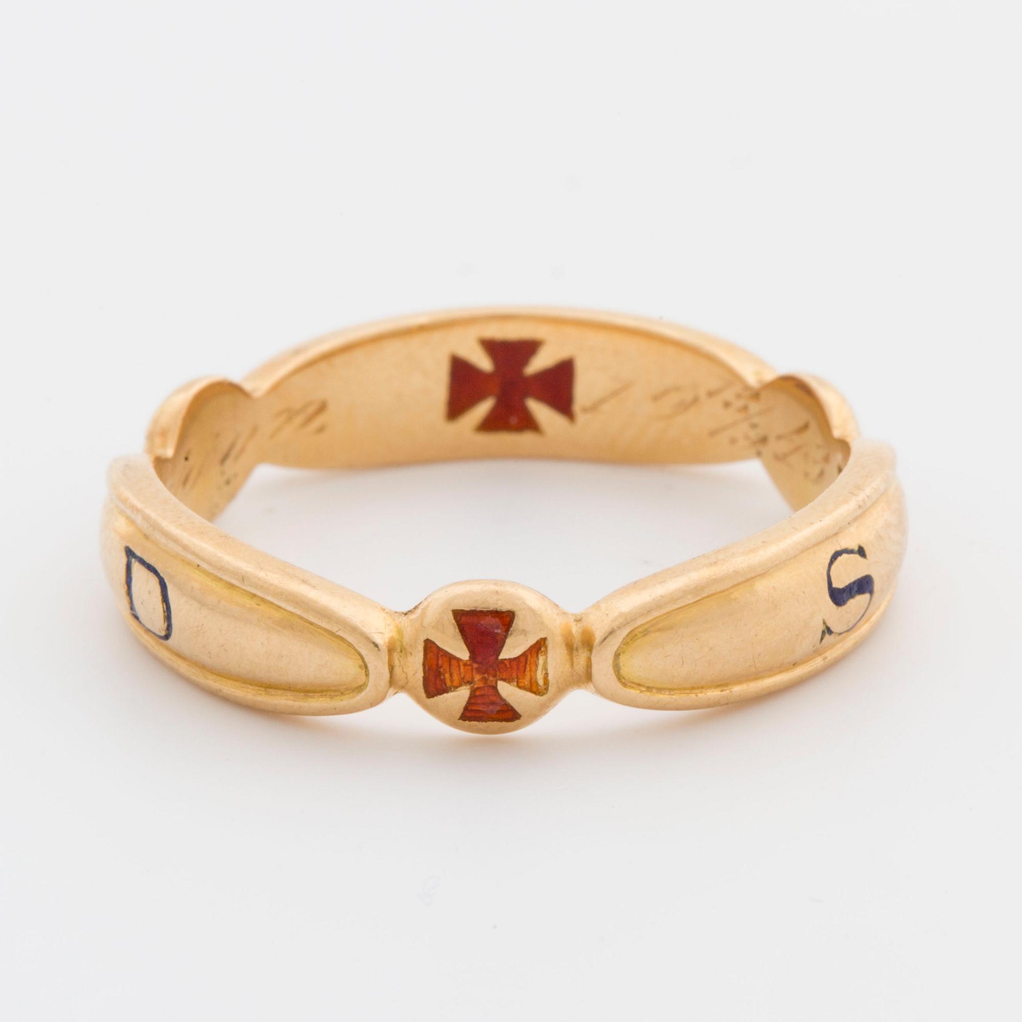 RING, "Frimurarring", 18K guld, Erik Sandahl, Jönköping, 1934,
