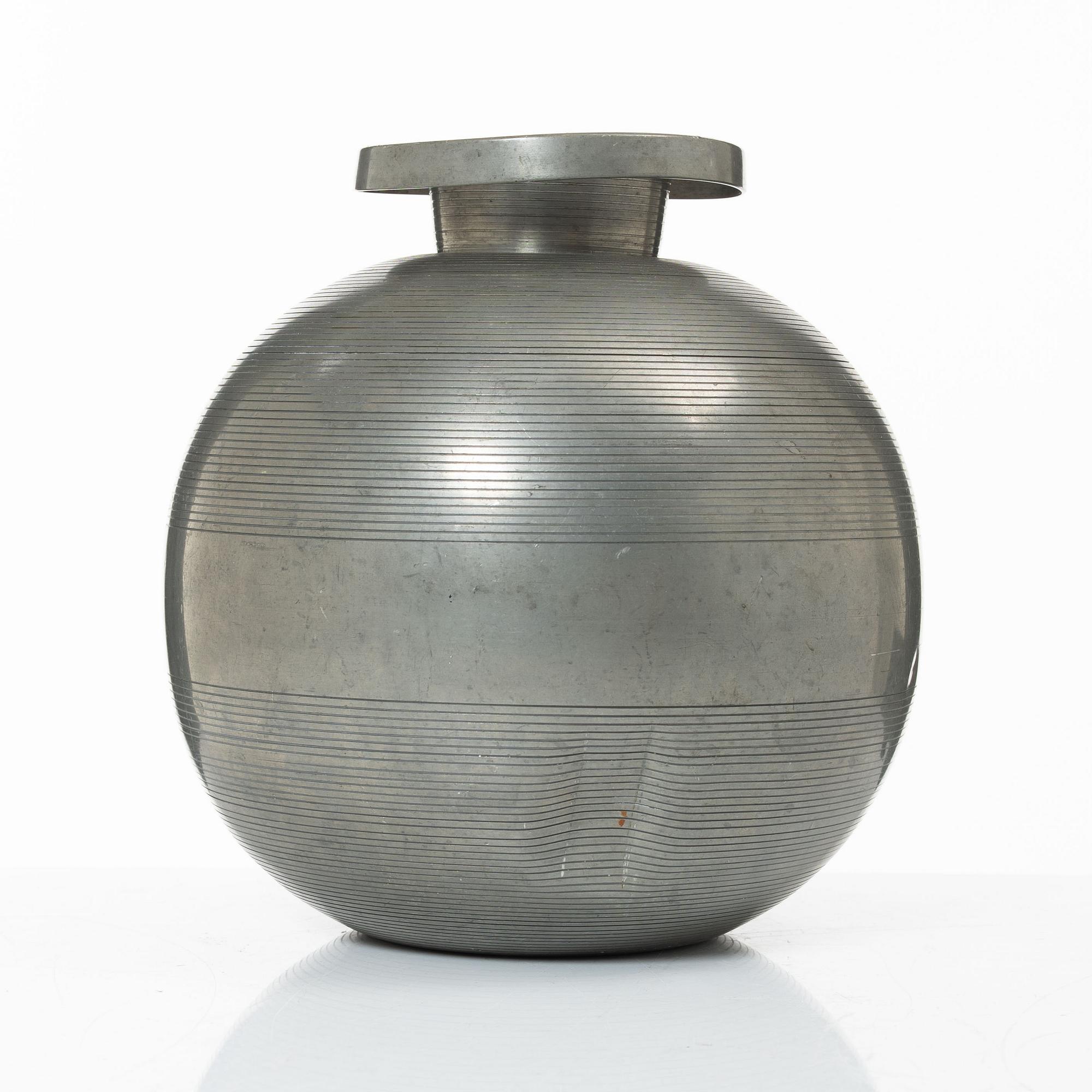 Sylvia Stave,  a pewter vase model '5496', C.G. Hallberg, Stockholm, 1934.