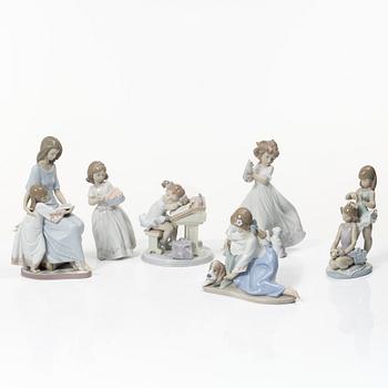 Lladró, figurines, 6 pcs, including "Dog's best friend," "Bedtime story," and "Waiting for the bell," Spain.