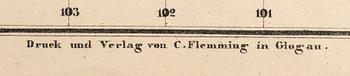 MAP OVER "Texas",  Druck u Verlag v. C. Flemming in Glogan, ca  1854.