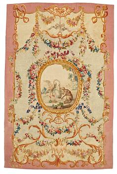 307. A TAPESTRY, tapestry weave, "The stork invites the fox to dinner", ca 274,5-277,5 x 181,5-183 cm, Aubusson around 1780.