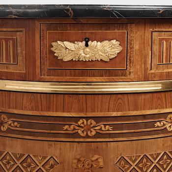 The "De Geer cabinets" a pair of demi-lune cabinets by Georg Haupt (master in Stockholm 1770-1784), Gustavian.