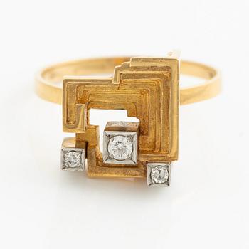 Lapponia, ring 18K gold set with round brilliant and eight-cut diamonds. Finland 1975.