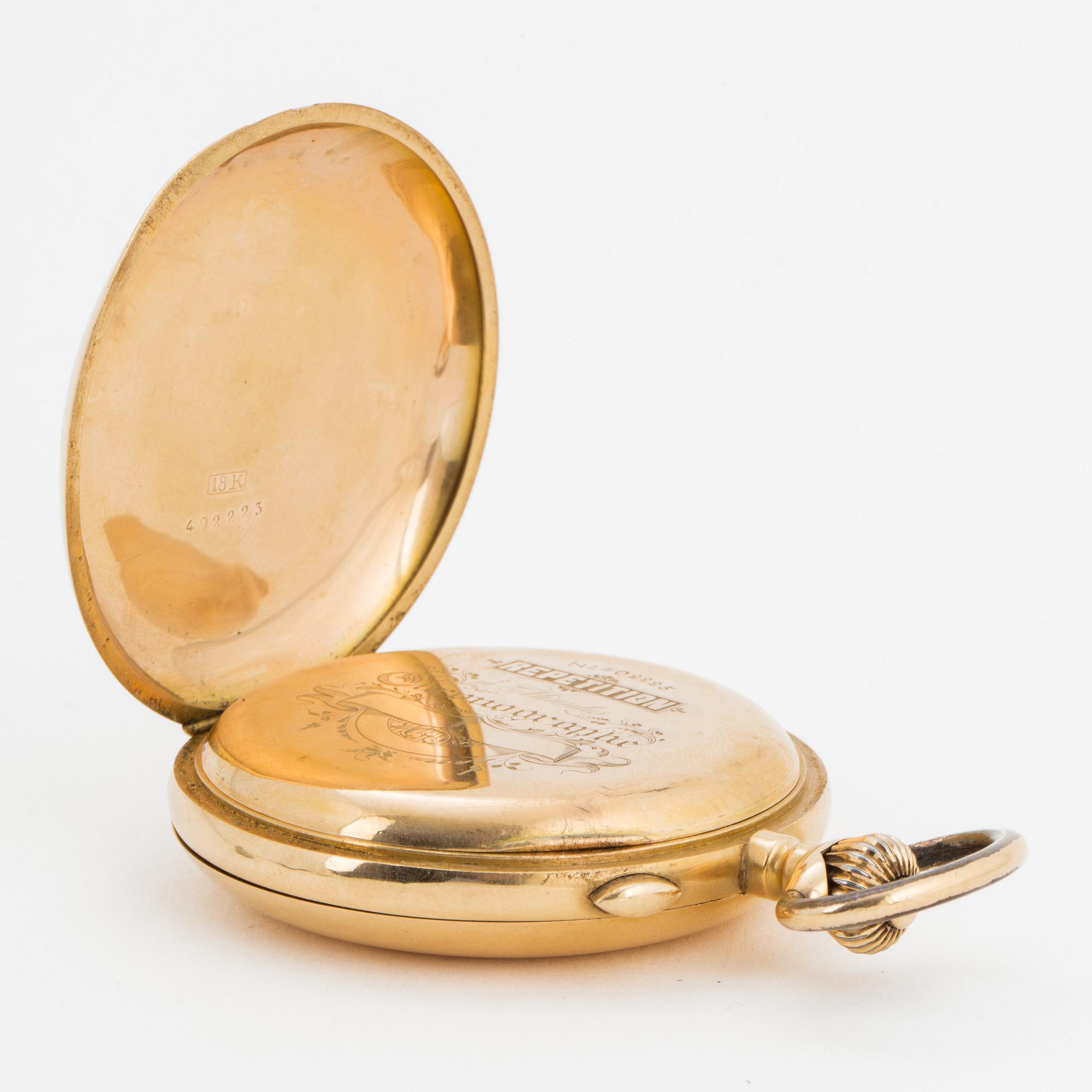 POCKET WATCH, 58 mm, hunter case, repeating, chronograph,
