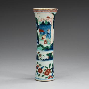 A Transitional Wucai vase, 17th Century.