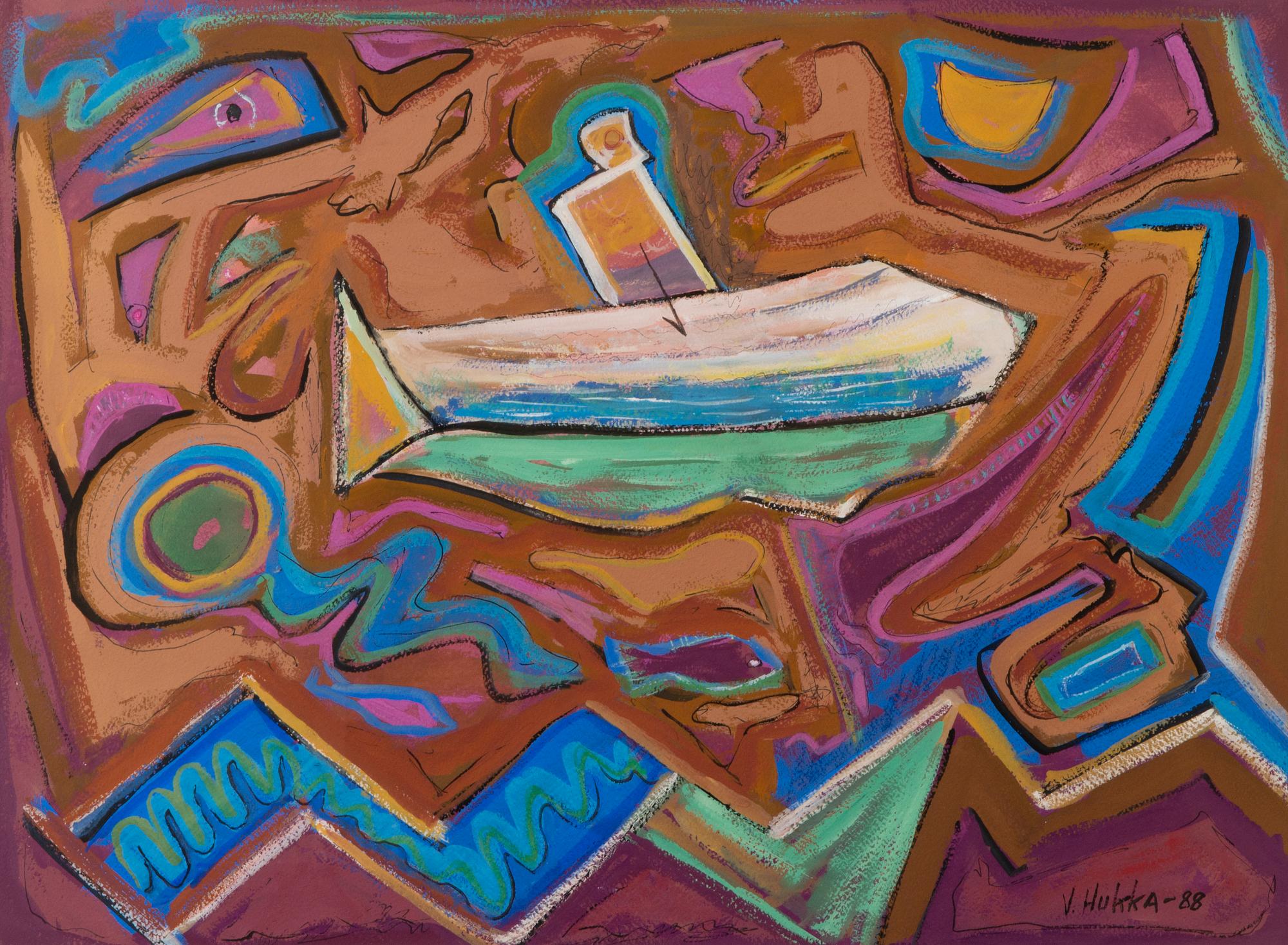 VEIJO HUKKA, gouache, signed and daters -88.