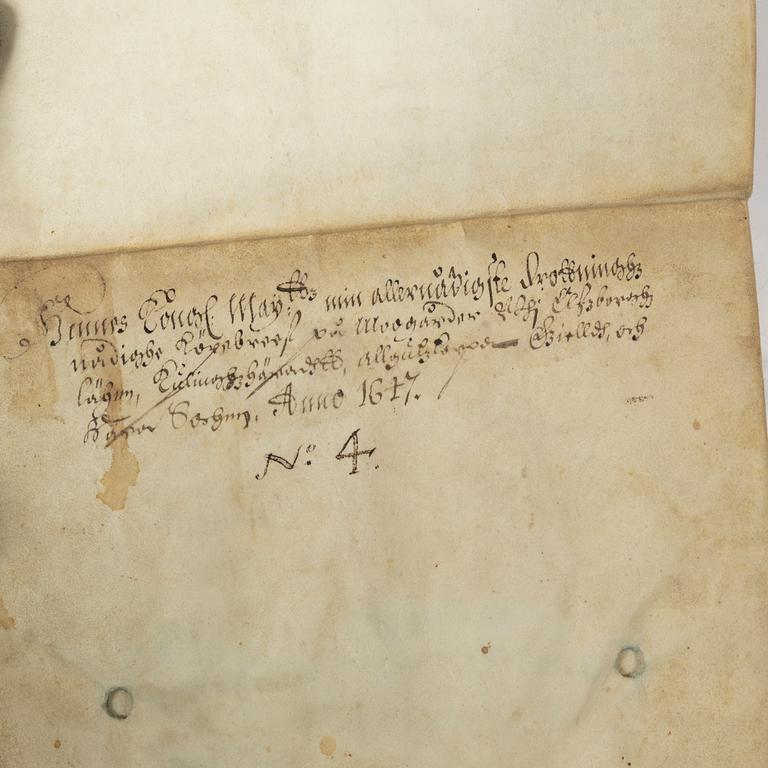 Gift deed signed by Queen Christina, 1647.