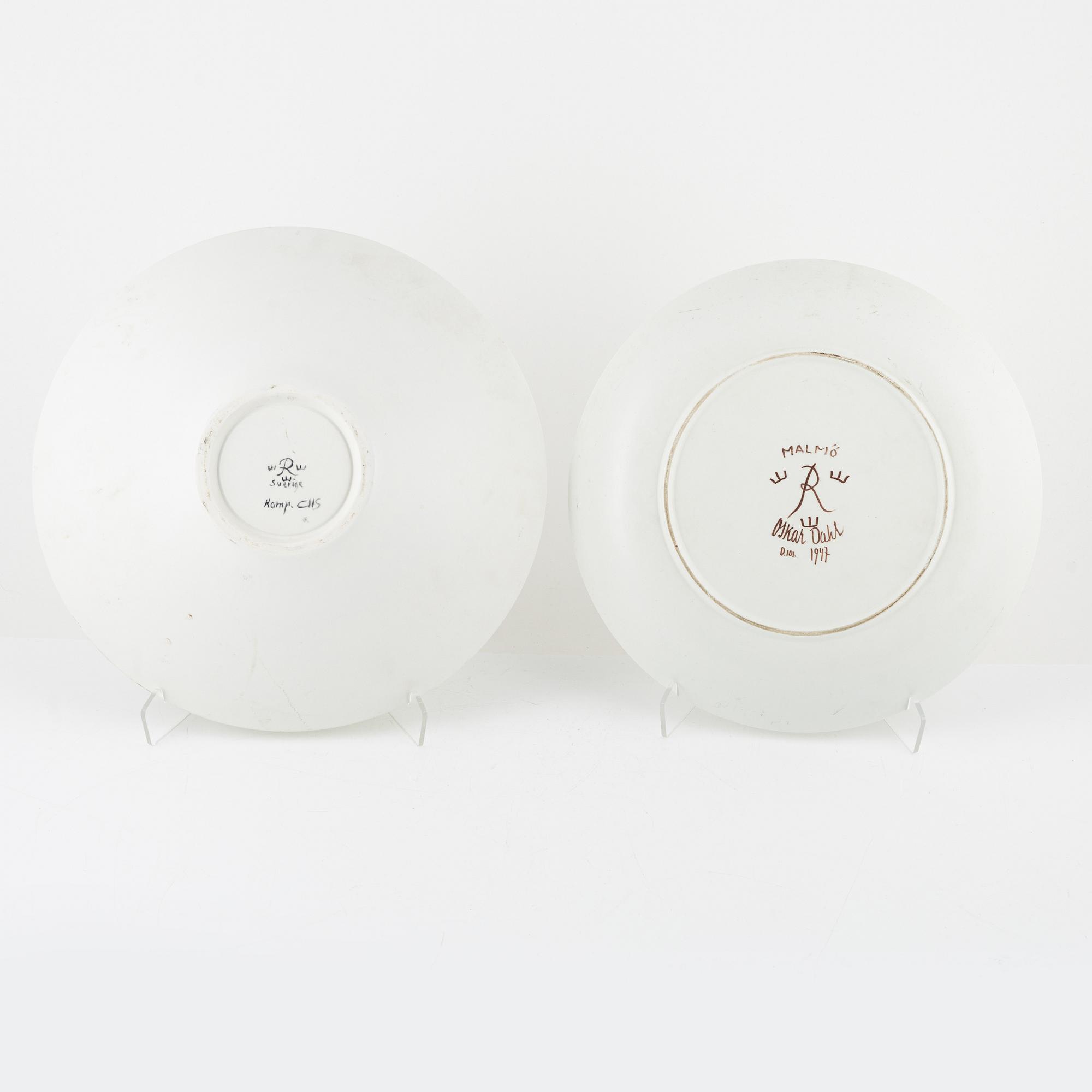 Praktfat, 4 st, Carl-Harry Stålhane, Oskar Dahl och Sylvia Leuchovius, Rörstrand.