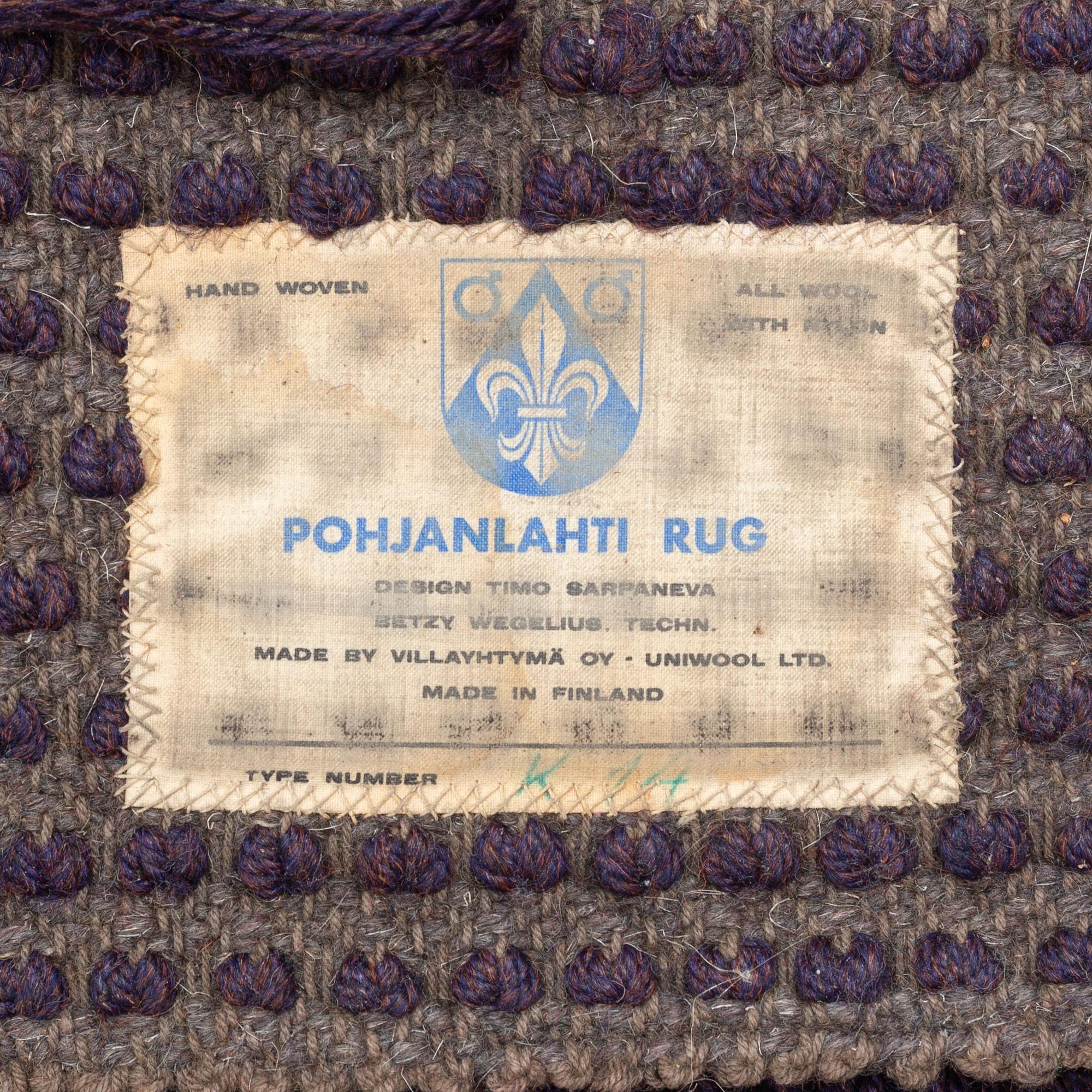 Timo Sarpaneva, a carpet, knotted pile, ca 402 x 205 cm, Villayhtymä Oy - Uniwool Ltd.