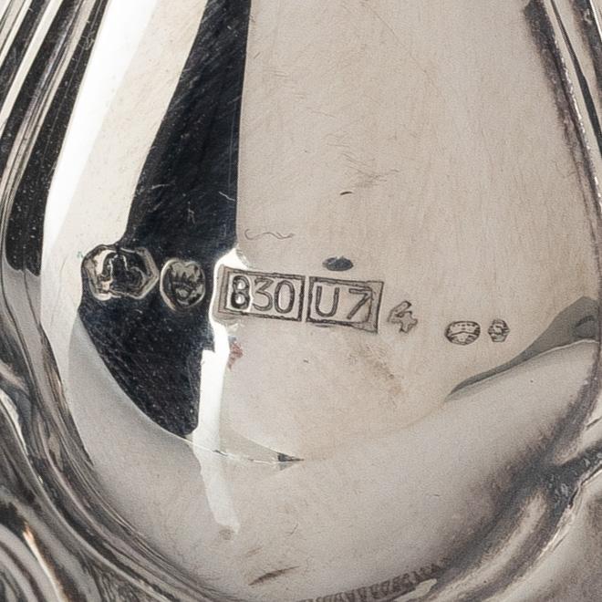 A silver candelabrum, marks of Kultakeskus Oy, Hämeenlinna, Finland 1973.