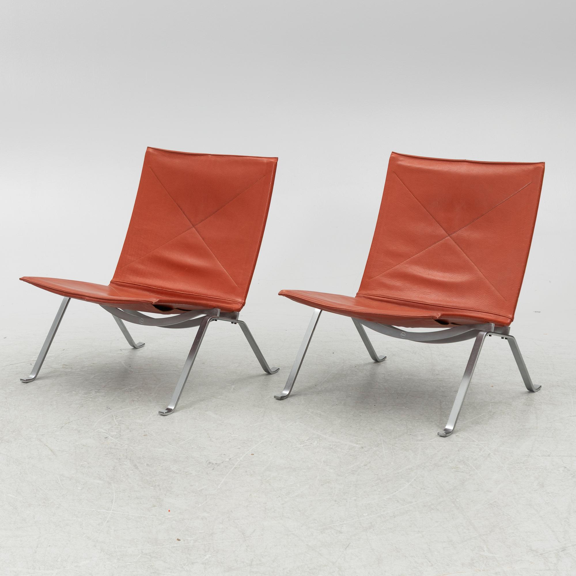 Poul Kjaerholm, fåtöljer, ett par, "PK 22", Fritz Hansen, Danmark, 1983.