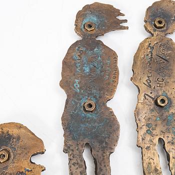 James Coignard, sculptures/wall plaques, 2 + 3 pieces, bronze, signed, Guyot Fondeur.