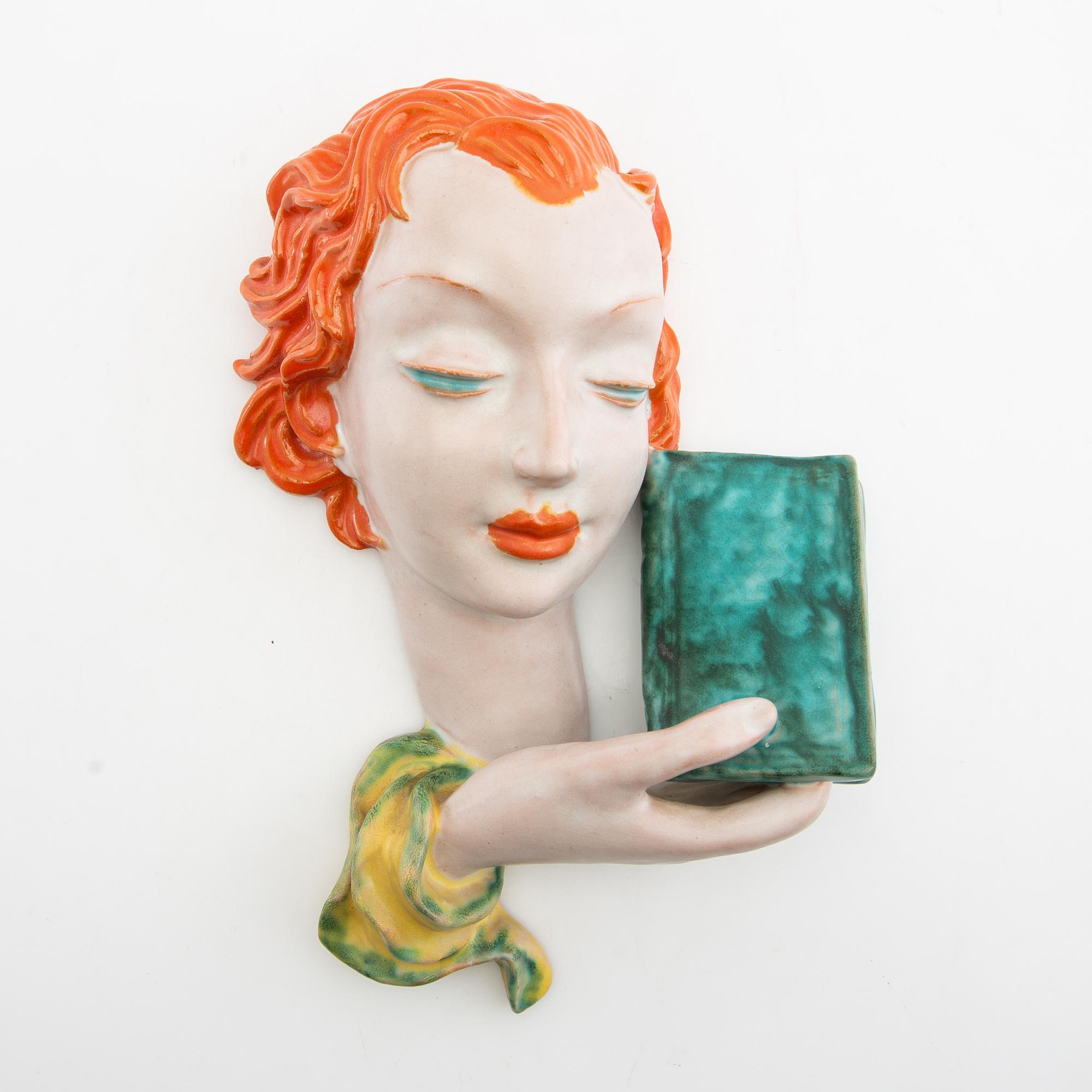 Wall mask, Goldscheider, Vienna 1930s, model no. 7419.