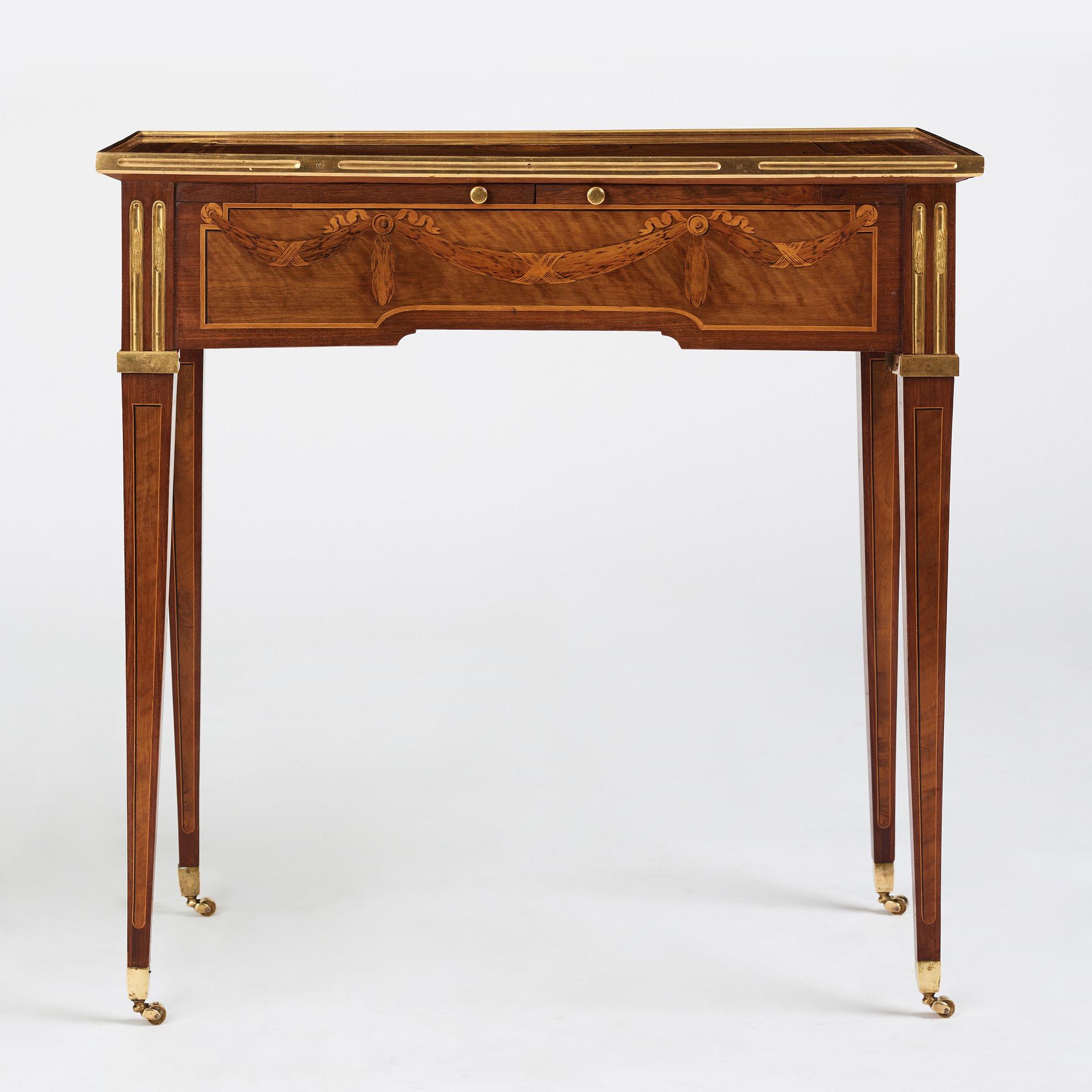 A Gustavian table by G Haupt (master in Stockholm 1770-1784), signed and dated 1781.