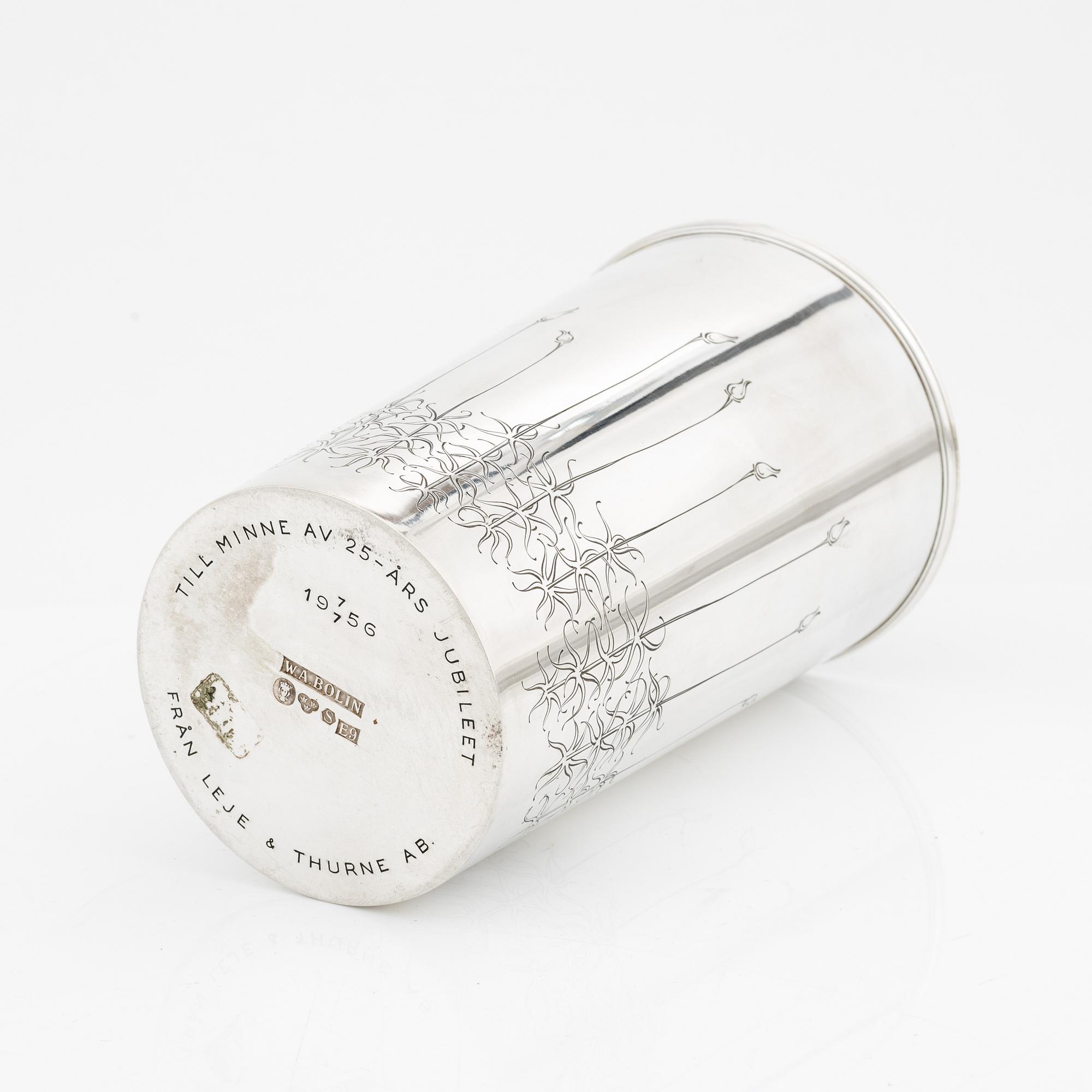 W.A. Bolin, a silver vase / beaker, Stockholm 1955.