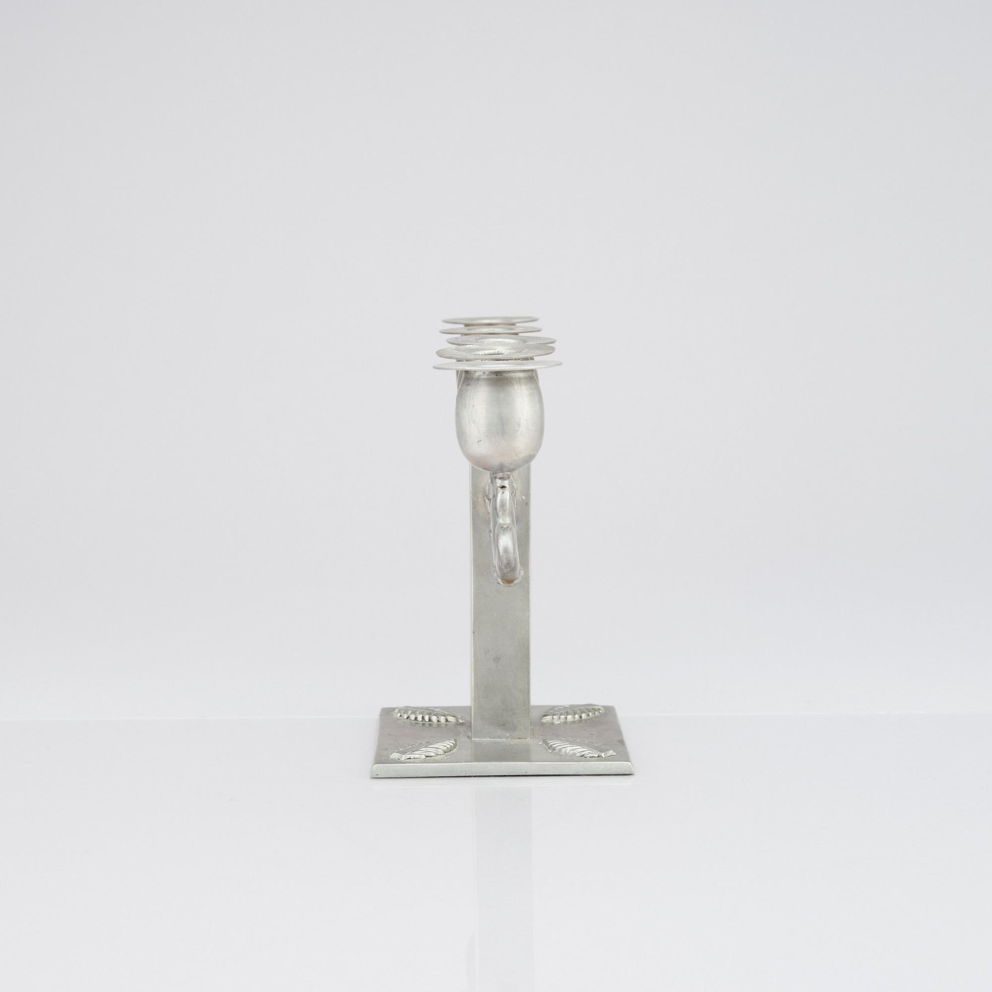 Robert Hult, a five light pewter candelabrum, Svenskt Tenn, Stockholm 1928.