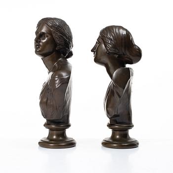 Ferdinand Barbedienne, Two busts, late 19th century.