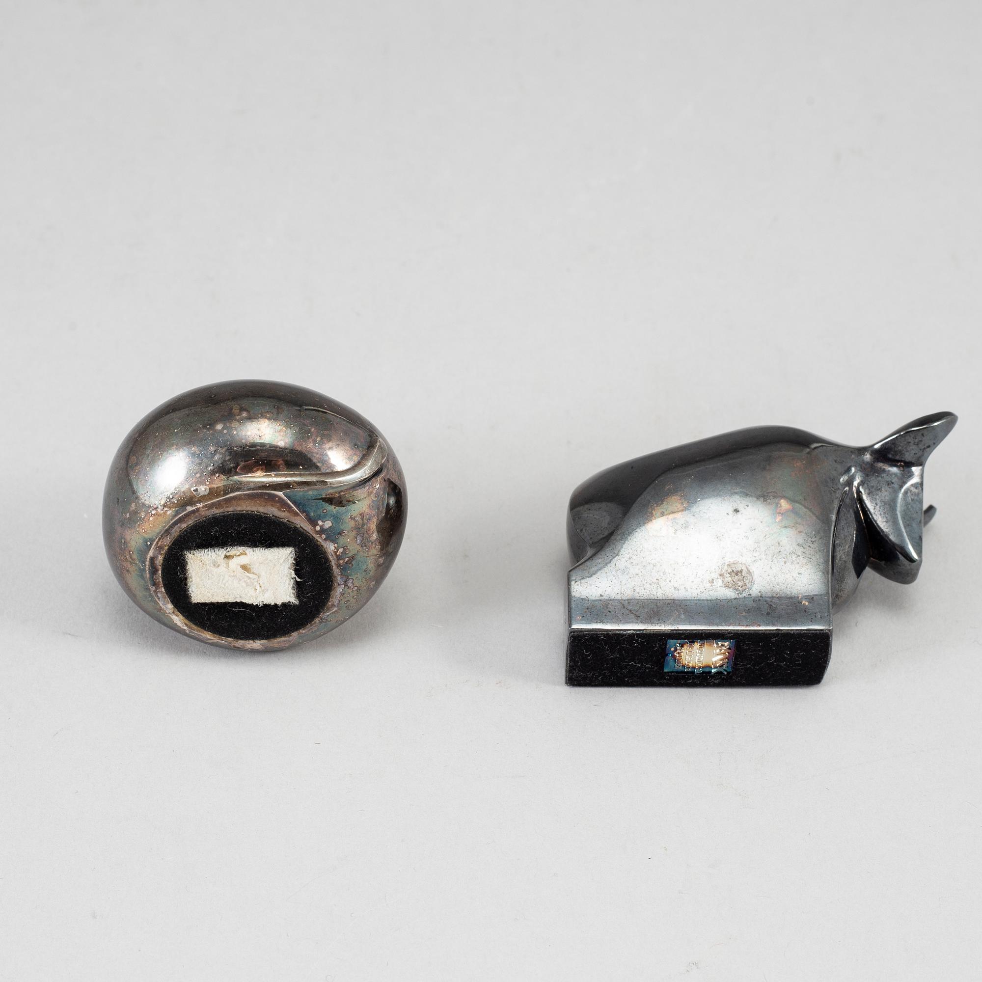 Two electro plated zinc figurines from Dansk Designs, Japan.