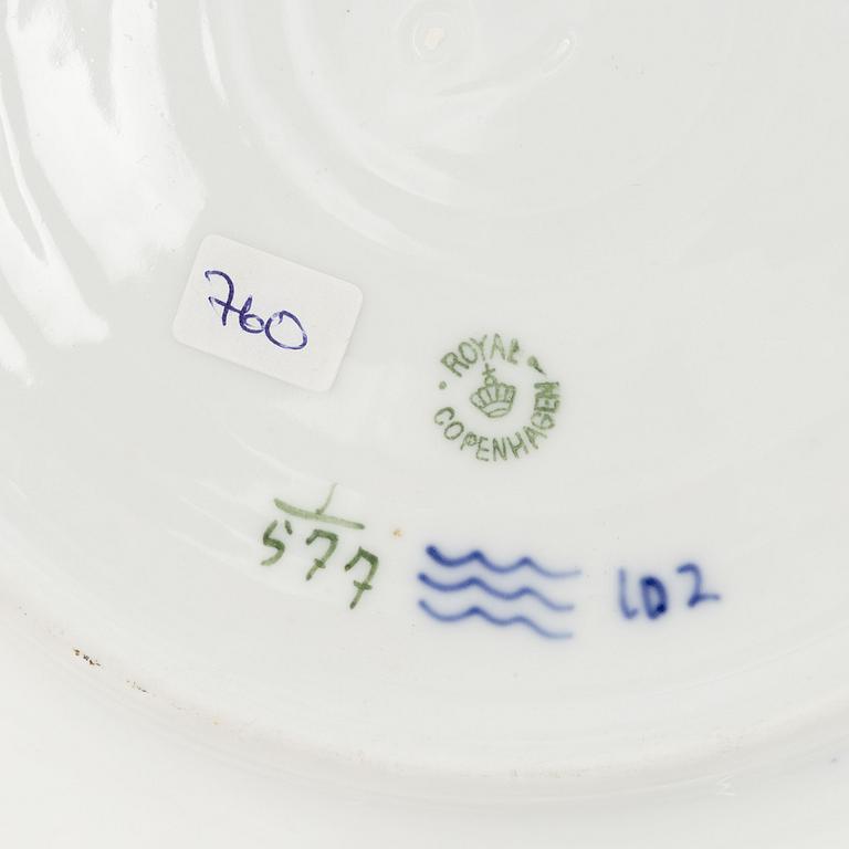 A 'Blue Fluted Half Lace' porcelain dish, Royal Copenhagen, model '538', 1893-1923.