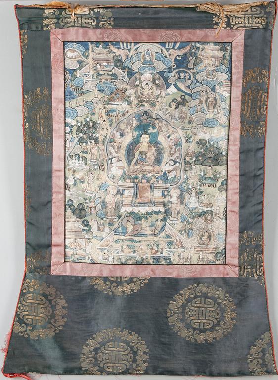 THANGKA, blandteknik, sannolikt Nepal 1900-talets första hälft.