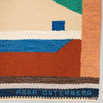 CARPET. "Matta nr 365". Flat weave. 337 x 182 cm. Woven signature AÖ as well as AGDA ÖSTERBERG embroidered.