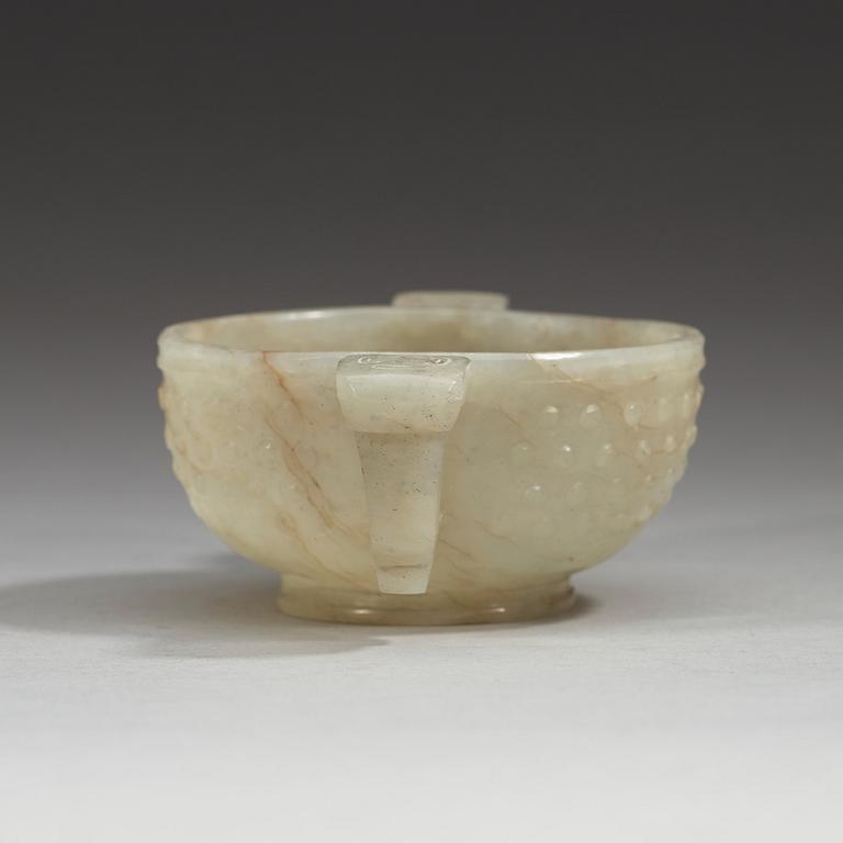 A nephrite libation cup, Qing dynasty (1644-1912).