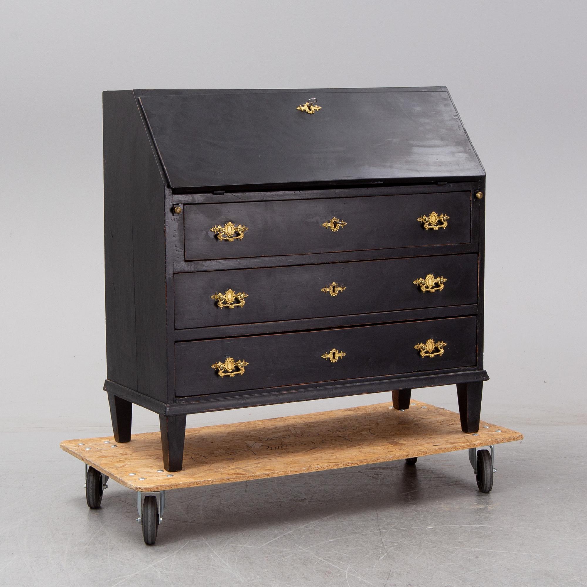 A painted secretaire, 19th Century.