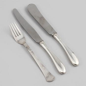 BESTICKSERVIS, 30 delar, silver, mestadels GAB, Stockholm, omkring 1900-talets mitt, total vikt ca 800 g.