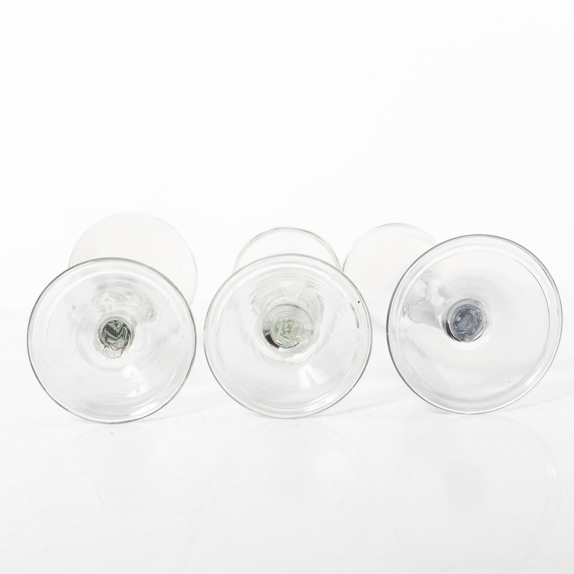 Pointed glasses, similar, 6 pcs, 18th century.