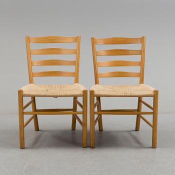 KAARE KLINT, chairs, a pair, "Kirkestolen", Gemla, Diö. Signed with label. Probably 1960s / 70s.