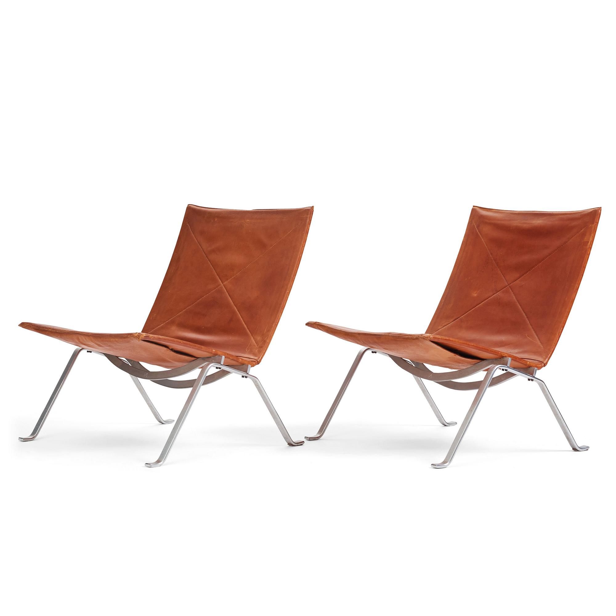 Poul Kjaerholm, fåtöljer, ett par, "PK22", E Kold Christensen, Danmark.