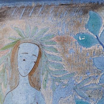 Birger Kaipiainen, dekorationsfat, stengods, signerad Kaipiainen 1942 Arabia.