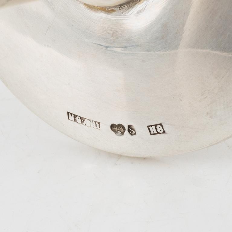 Snapsglas, 6 st, silver, MGAB, Uppsala, 1934.