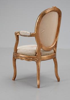 KARMSTOL, gustaviansk, sign OES, 1700-talets slut.