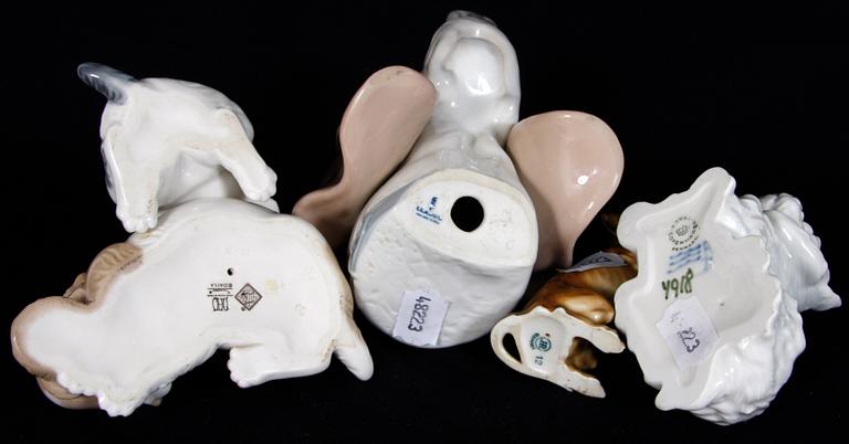 FIGURINER, 4 st, porslin, bl a Lladro, Kongl Dansk.