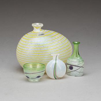 PARTI GLASFÖREMÅL, 4 st, Bertil Vallien, Artist Collection, Kosta Boda.