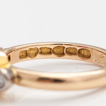 An 18K gold ring with a synthetic ruby and diamonds ca  0.22 ct in total. Lappi & K:ni, Lappeenranta 1925.