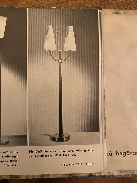 Hans Bergström, a pair of floor lamps, model "567", Ateljé Lyktan, Åhus, Sweden 1940-50's.