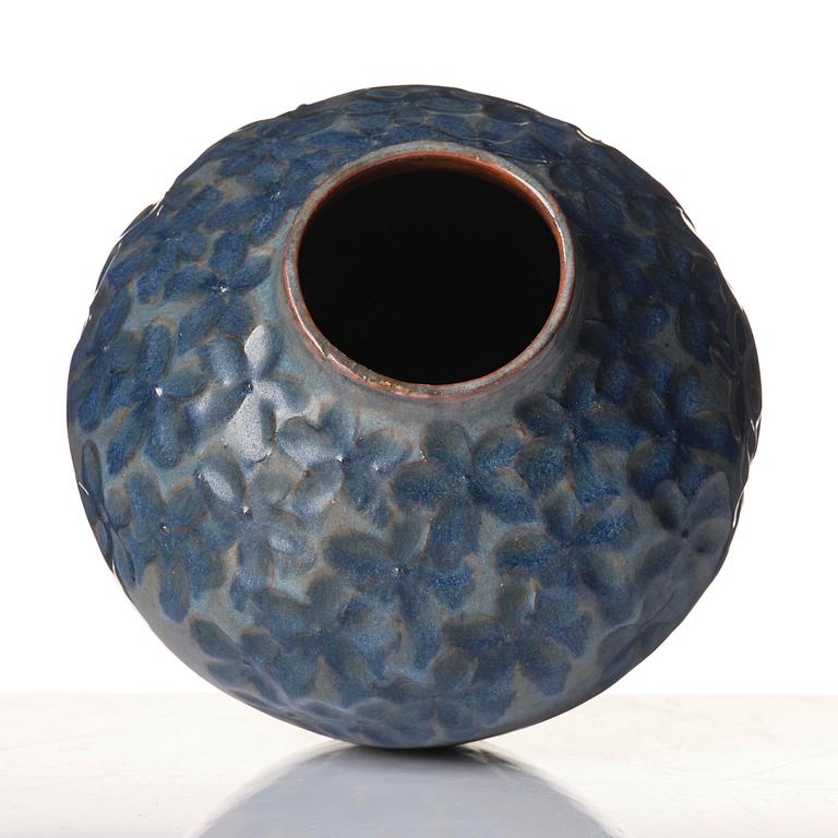 Hilma Persson-Hjelm, a glazed earthenware art nouveau vase, executed in her own studio, Arvika 1916. No 3807.