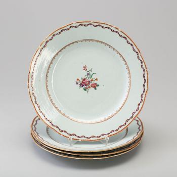 Four famille rose export porcelain plates, Qing dynasty, Qianlong (1736-95).